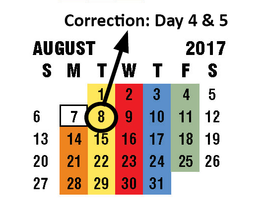 Notice of Correction for Garbage Collection Schedule - August 8