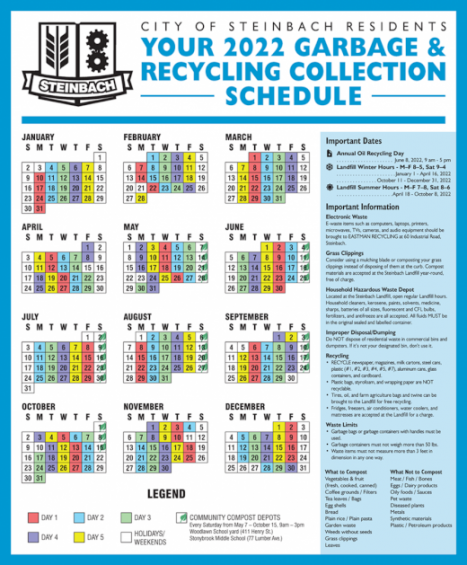 Recycling Schedule 2022 2022 Residential Garbage & Recycling Schedule