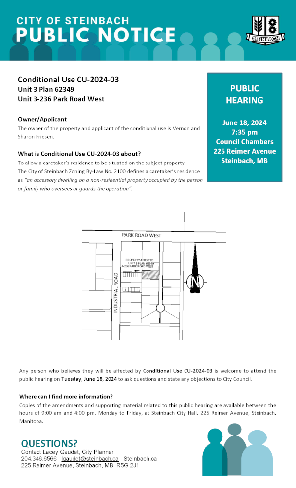 Page 1 of the Public Notice regarding Conditional Use CU-2024-03.